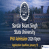 Sardar Beant Singh State University PhD Admission 2026 Open; Application Deadline January 10